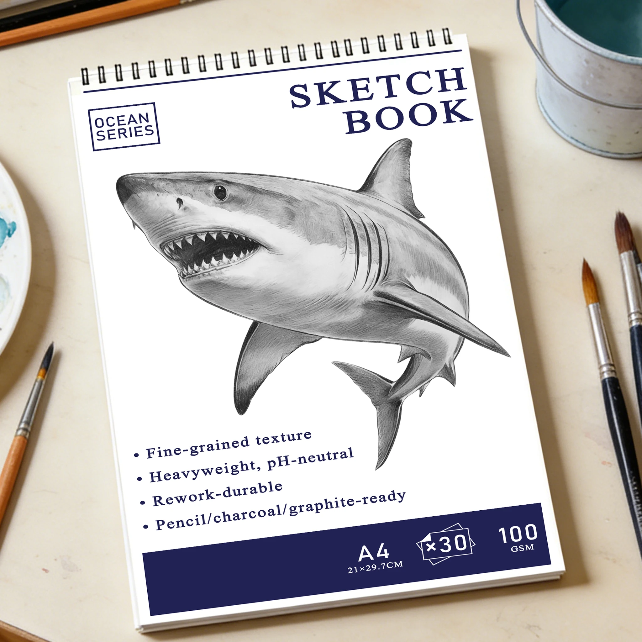 

Альбом для рисования и акварели Ocean Series — 30 листов, мелованная бумага с мелким зерном, нейтральный pH, прочная, на спиральном переплете