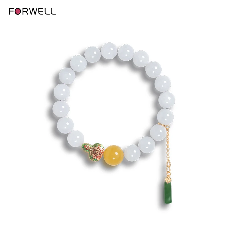 

FORWELL High Quality Bracelet 10mm Natural Ice-Type Jadeite Bracelet for Women Luxury Exquisite Couple Beaded Jewelry Gift