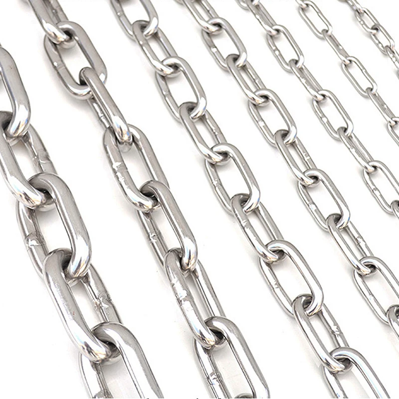 1 Meter 1.2-4.0mm Diameter 304 Stainless Steel Chain Long Link Chain/Short Link Chain Lifting Pet Industry Welded Binding Chain