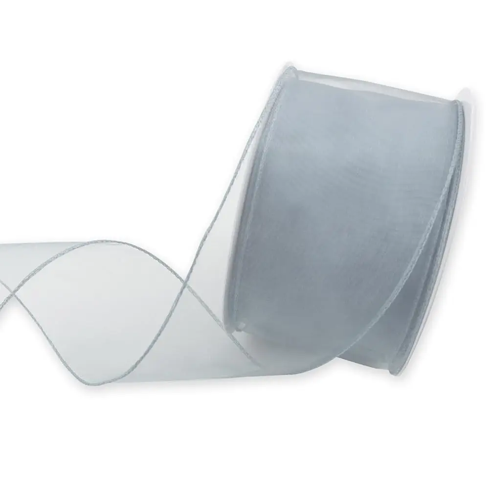 

Grey Organza Ribbon Spring Easter Wired Ribbon for Wreath Bows Crafts Gift Wrapping Grey Chiffon Ribbon for Home Birthday Par