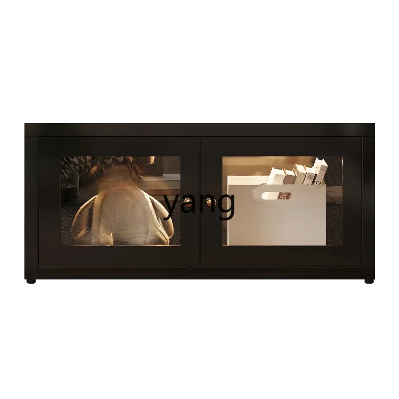 lmm low cabinet floor-to-ceiling bookshelf black retro lattice combination cabinet side cabinet storage