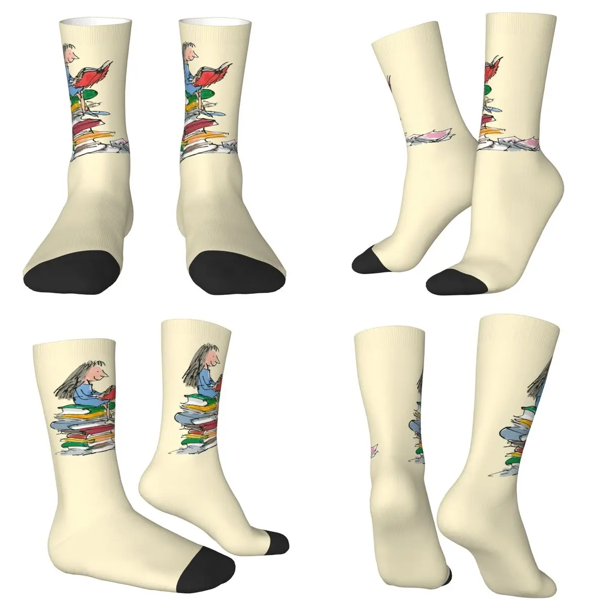 マチルダ読書ソックス原宿吸汗ストッキングオールシーズンロングソックスアクセサリー男性用女性用誕生日プレゼント