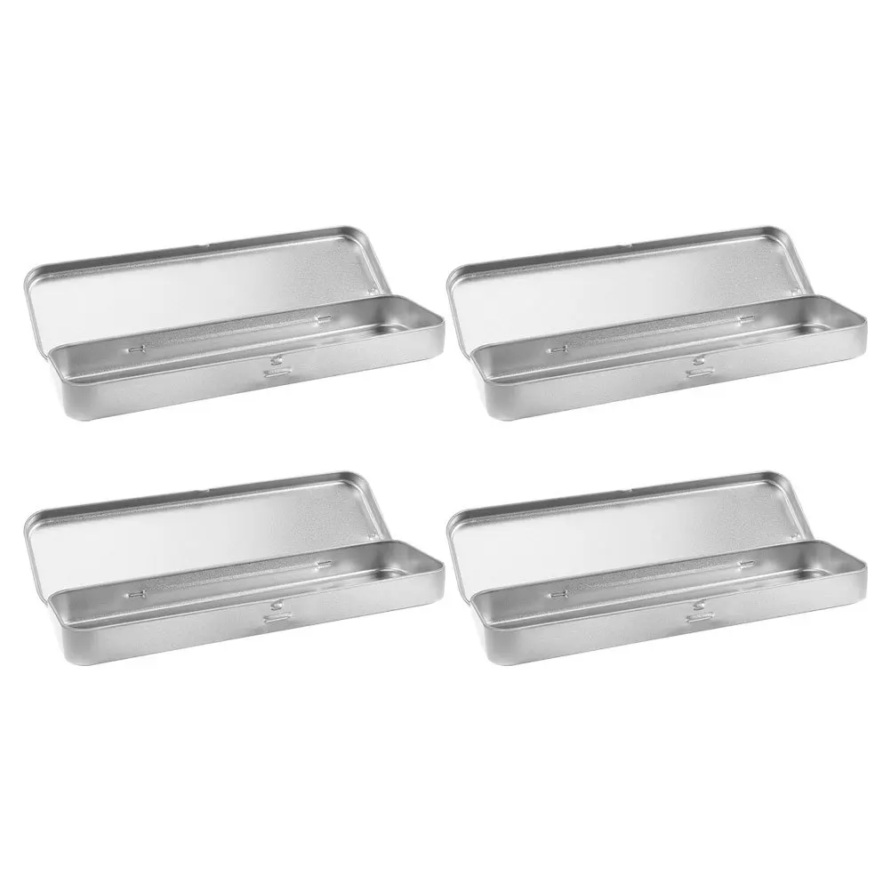 

4Pcs Tinplate Pencil Case Stylish Stationery Organizer for School Office Student Pen Box Container Metal Holder