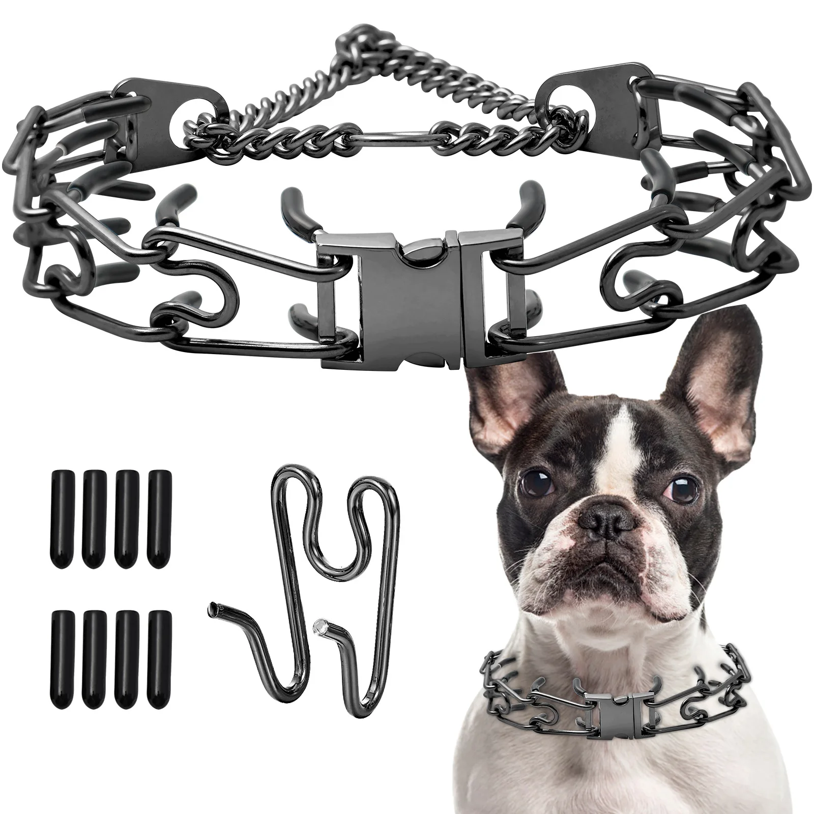 

Effective Pinch Dog Training Collar With Comfort Anti Pull Training Adjustable Multi-size Stainless Steel Pet Prong Choke Collar