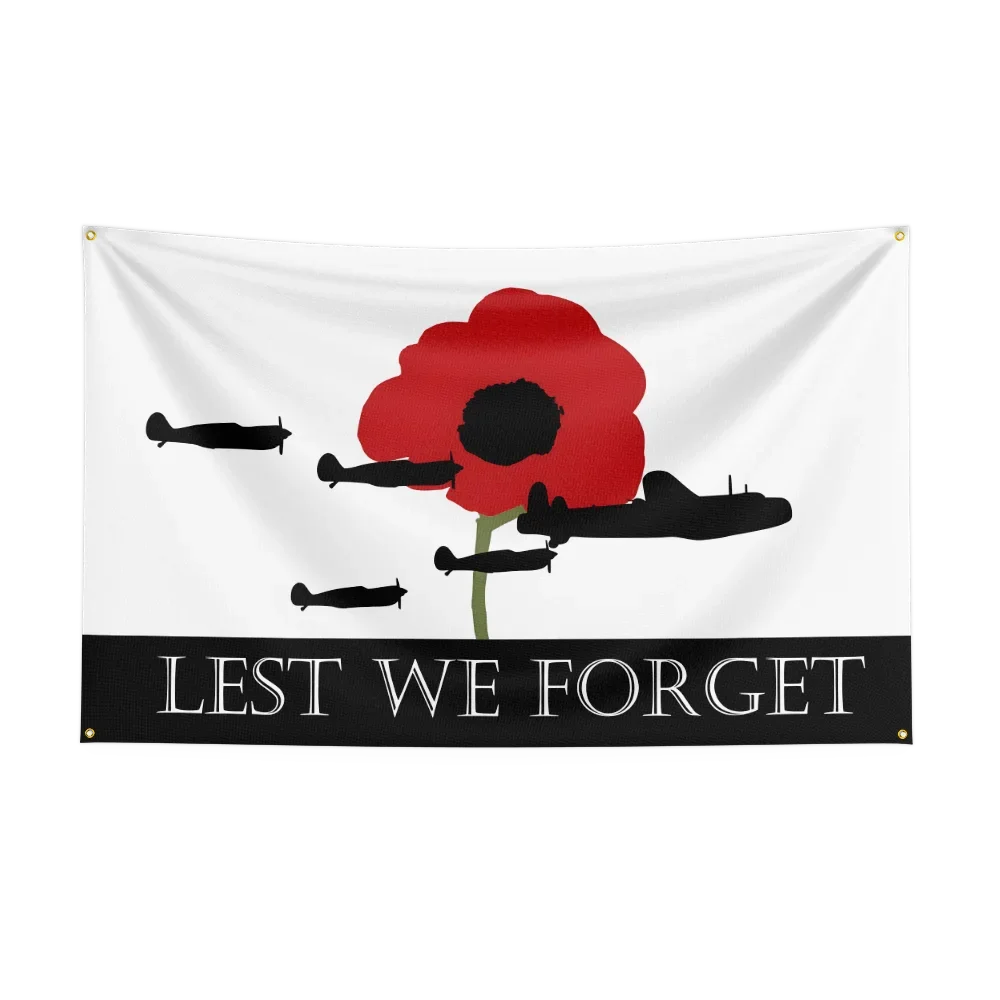 Remembrance Day Flag flower Military Army Armed Forces Lest We Forget War WW1 WW2 Double Stitched Vivid Color Anti Fadin