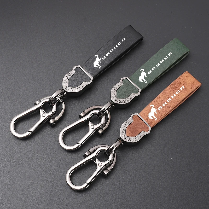 

High-grade leather Ultra-clear printing High-quality key chain Keychain For Ford BRONCO car accessories