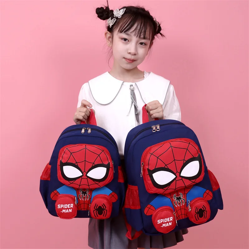 Mochilas de Spiderman para estudiantes, Bolsa Escolar de superhéroes, dibujos animados, Hello Kittle, 3D, estéreo, mochila de guardería, bolsa de viaje para niños