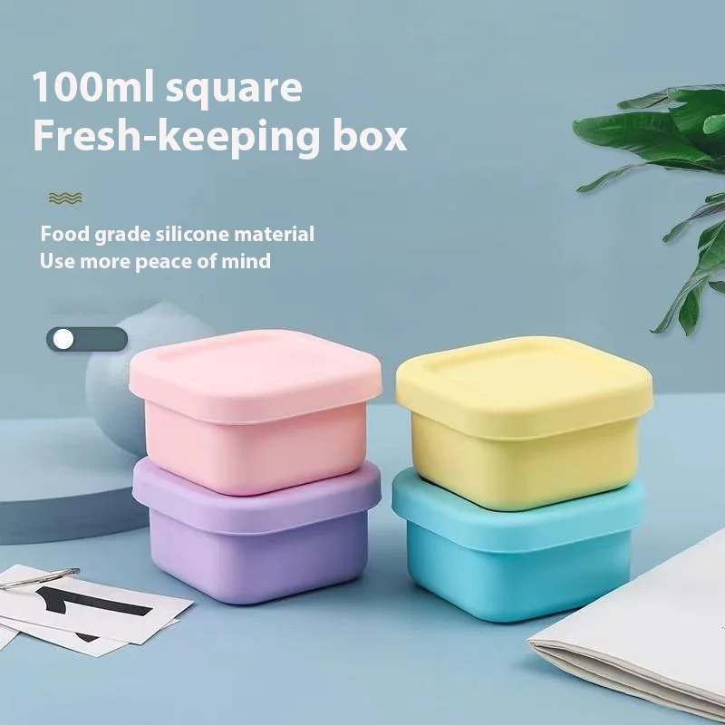 New Soft Silicone Ice Cube Mold Leak-proof with Lid Sauce Box Sealed Food Containers Children's Bento Box for Outdoor Travel