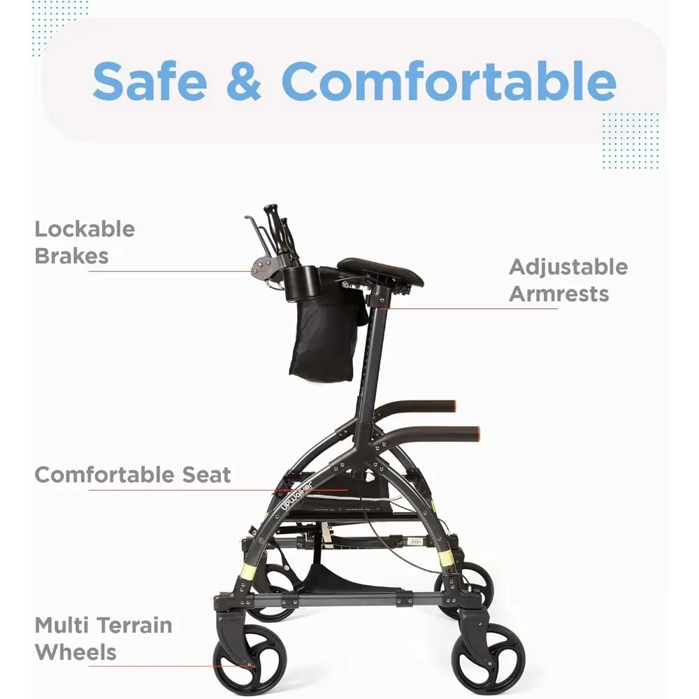 

The Original Upright Walker – Premium, Lightweight Adjustable Upright Rollator Walker with Seat for Adults, Seniors The Elderly