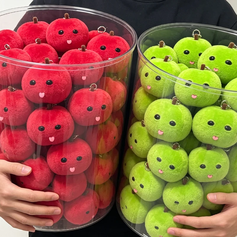 Abstract Tongue Out Apple Funny Plush Doll Keychain Backpack Pendant Creative Fruit Keyring Accessories Gift for Friends Couple