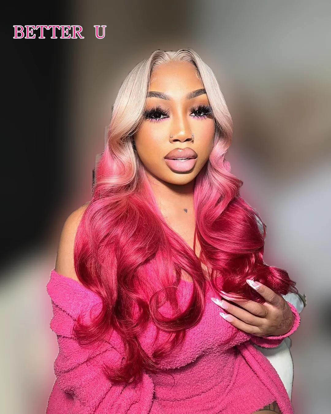 Pelucas de cabello humano sin pegamento, color blanco, ombré, rosa, cuerpo brasileño ondulado, 613 colores Wear & Go, pelucas de cabello humano con encaje frontal 13x6 para mujer