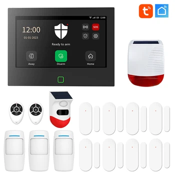 Comprador DIY personalizado 7 pulgadas 4G y WiFi sistema de alarma de casa inalámbrico GSM pantalla grande Panel táctil Tuya protección de seguridad inteligente