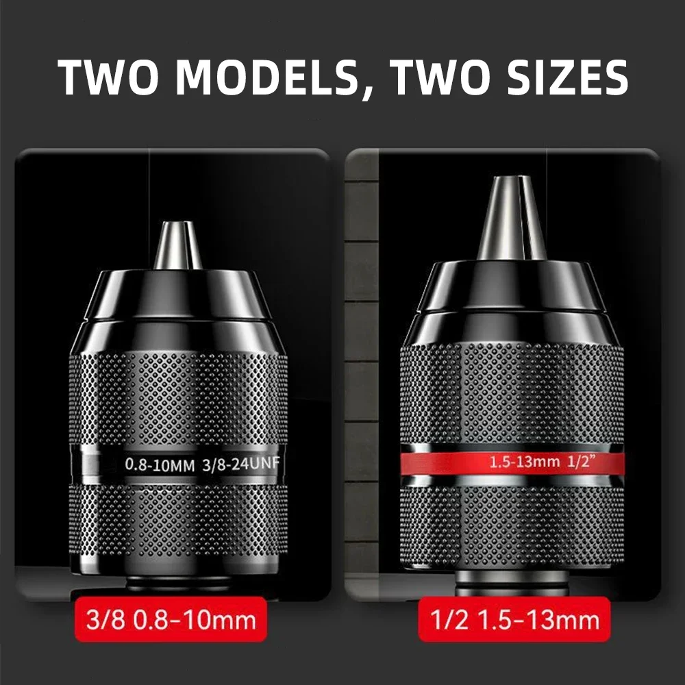 Imagem -02 - Auto Locking Metal Drill Chuck Keyless Quick Change Conversion Change Adapter Martelo Elétrico de Impacto Ratchet Drill Chuck 10 mm 13 mm