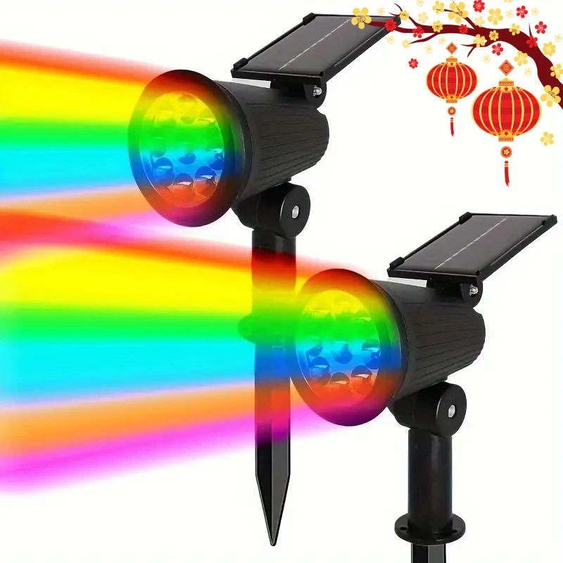 

1/2PCS Solar Spotlights Outdoor Adjustable Solar Landscape Light RGB 9Leds Waterproof Solar Uplights Trees Garden Pond Yard Path
