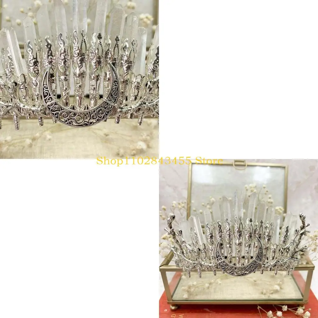 

Кварцевый кристалл 49MC для петли для головы, натуральный аксессуар для волос из необработанного камня с ветками