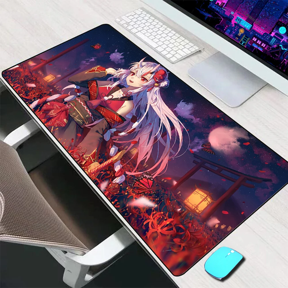 Nakiri Ayame Hololive Mouse Pad Large Gaming Accessories Mouse Mat Keyboard Mat Desk Pad Computer Mousepad Gamer Laptop Mausepad