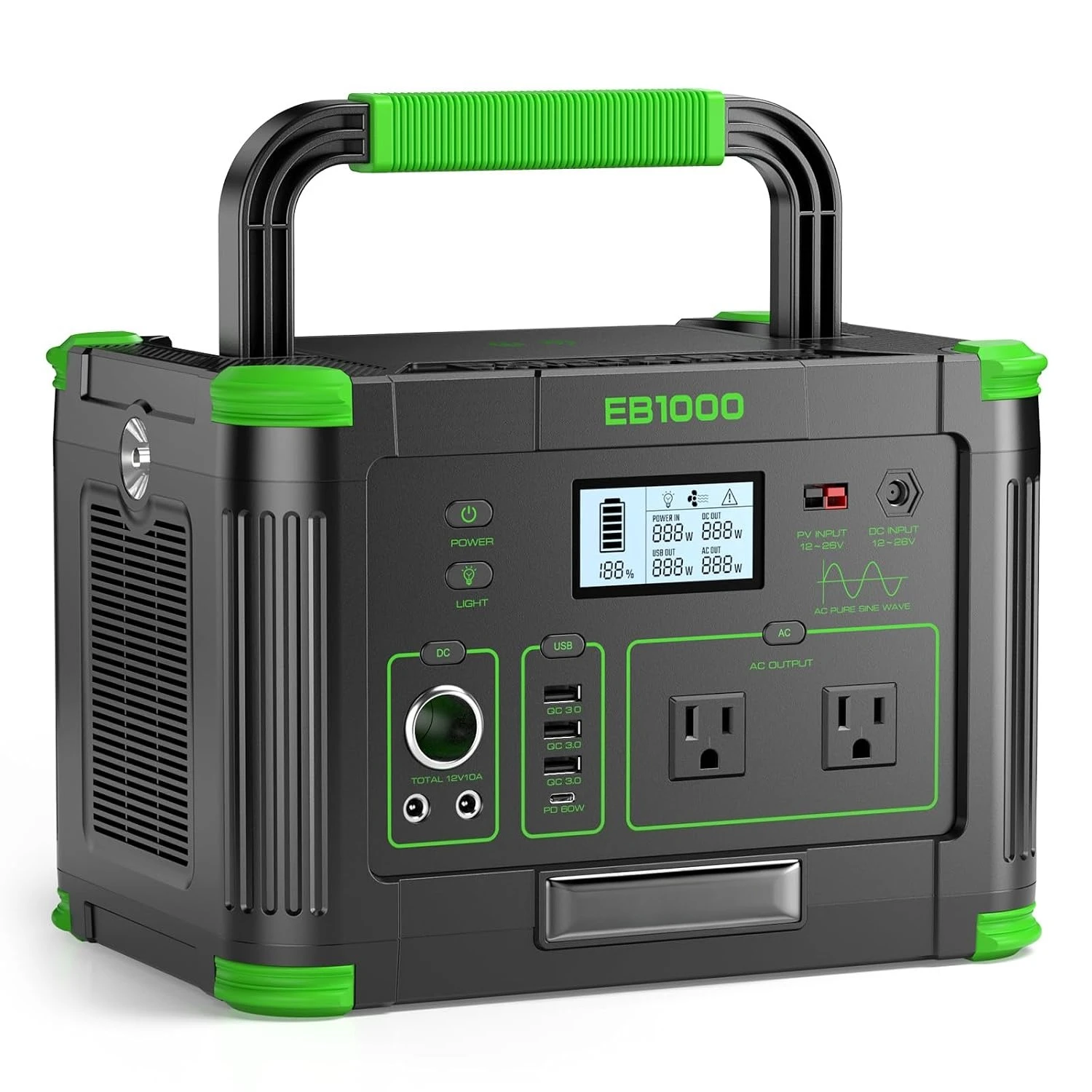 Portable Power Station 1000W Solar Generator 999Wh for Home Backup | Fast Charging Backup Battery with 10W Wireless, Customized