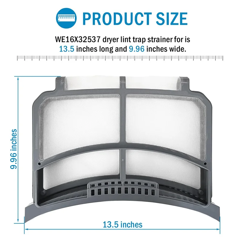 ABBK-Dryer Lint Filter Trap Screen مناسب لمجفف الملابس GE، مصفاة الوبر للمجفف تحل محل WE16X32537 WE16X29597 AP7205579