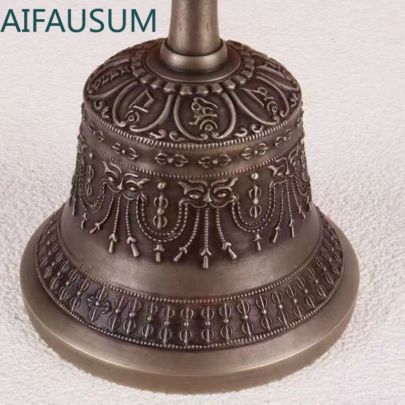 1set 20cm Nepal copper Nine-pronged Vajra bell Bronze Handbell Tibet Diamond bell Large size