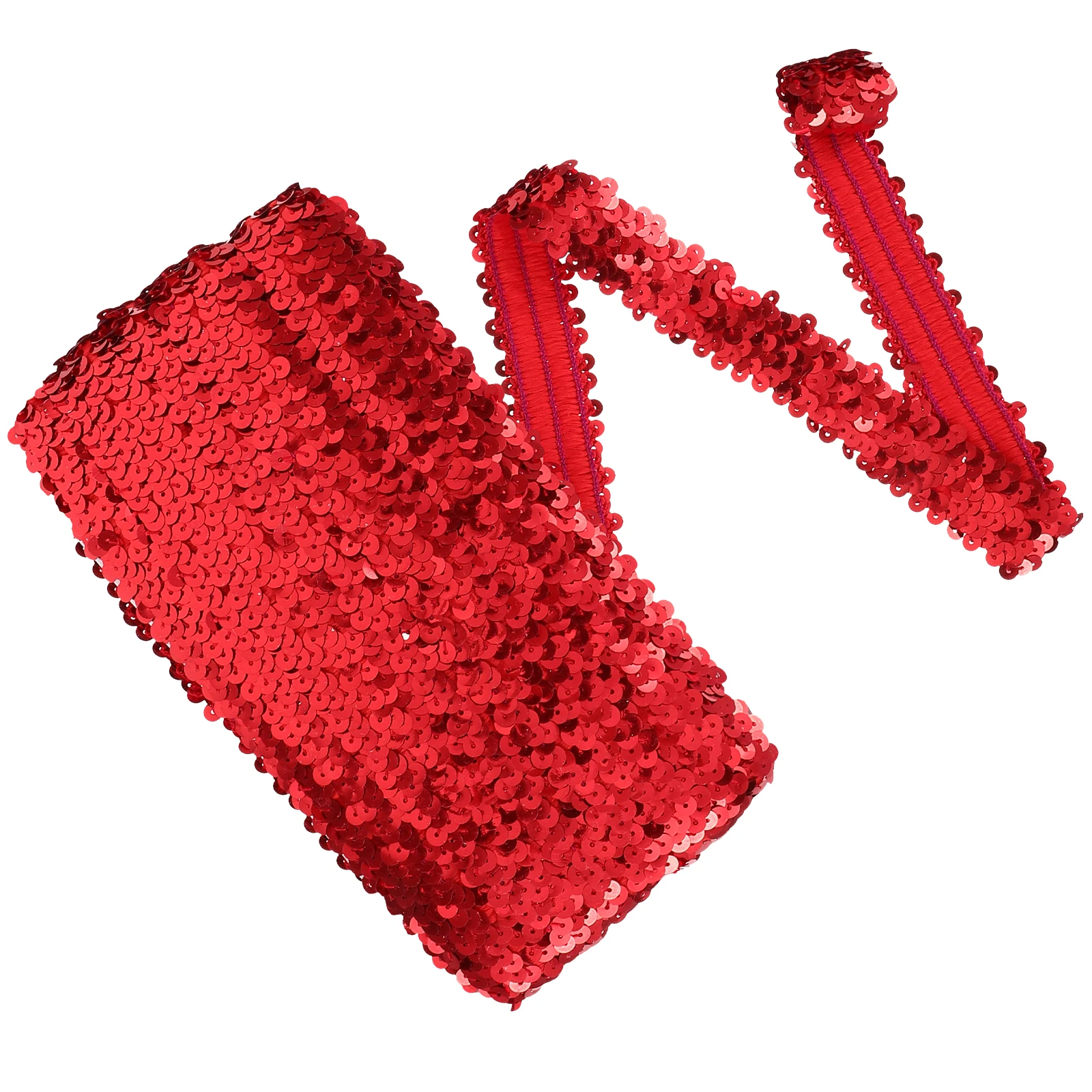 

Gorgeous Red Sequin Elastic Trim Decorative Clothing Embellishment for Crafts Table Decor Fringed Lace Belt