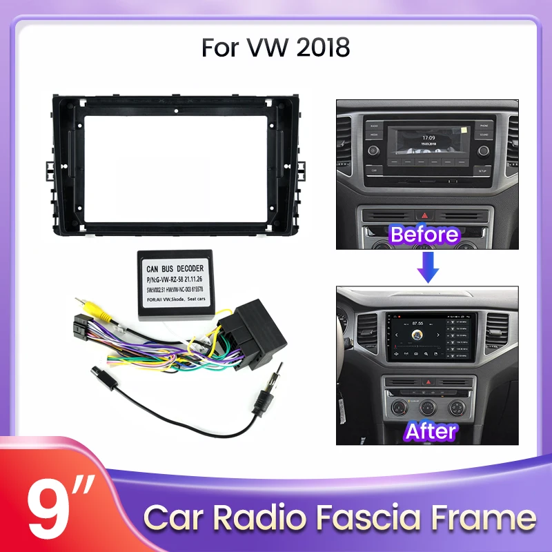 Autoradio-Rahmen für VW Golf Tiguan Passat Atlas Polo Lavida Jetta Bora Dash Mount Kit installieren Panel Adapter Abdeckung Faszie Canbus