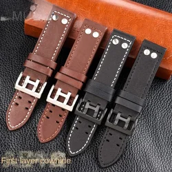High Quality Genuine Cowhide Leather Soft Watchbands for Hamilton H760250 Khaki Aviation 20 22mm Waterproof Breathable Strap