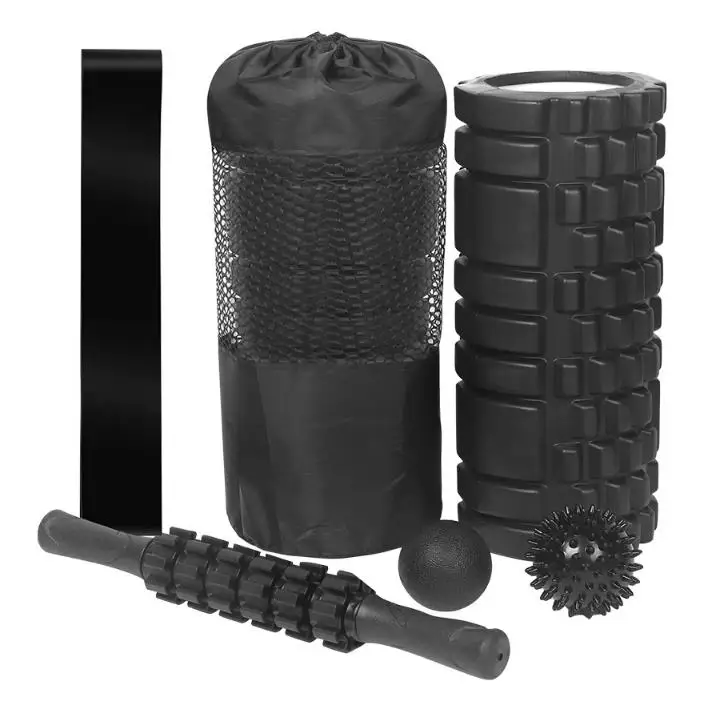 6 In1 Foam Roller Set Trigger Point Foam Roller High Density Muscle Resistance Band Massage Stick Ball Yoga Foam Rollers Set