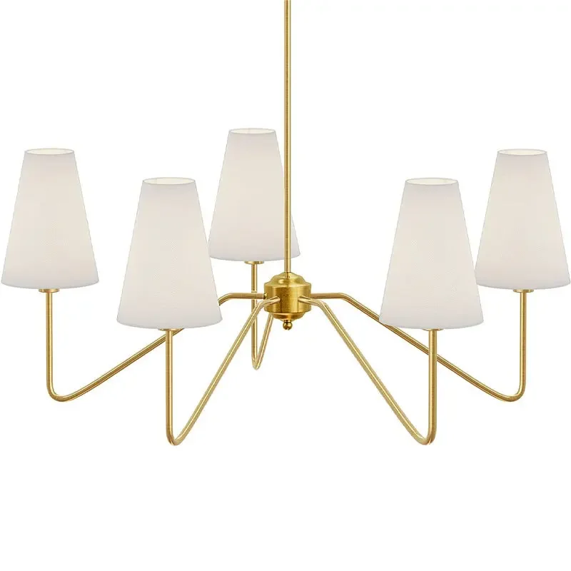 

Kitchen Island Lighting Fixture Classic Chandeliers Polished Gold/ Black With White Linen Shades Bedroom Modern Chandelier