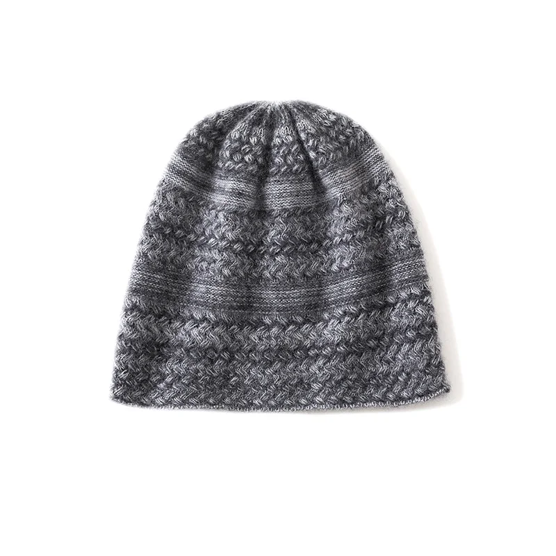 100% Pure Cashmere Knitted Hat Unisex Autumn Winter Warm Ear Protection Floral Patterned Snug Fit Head Cover for Men And Women