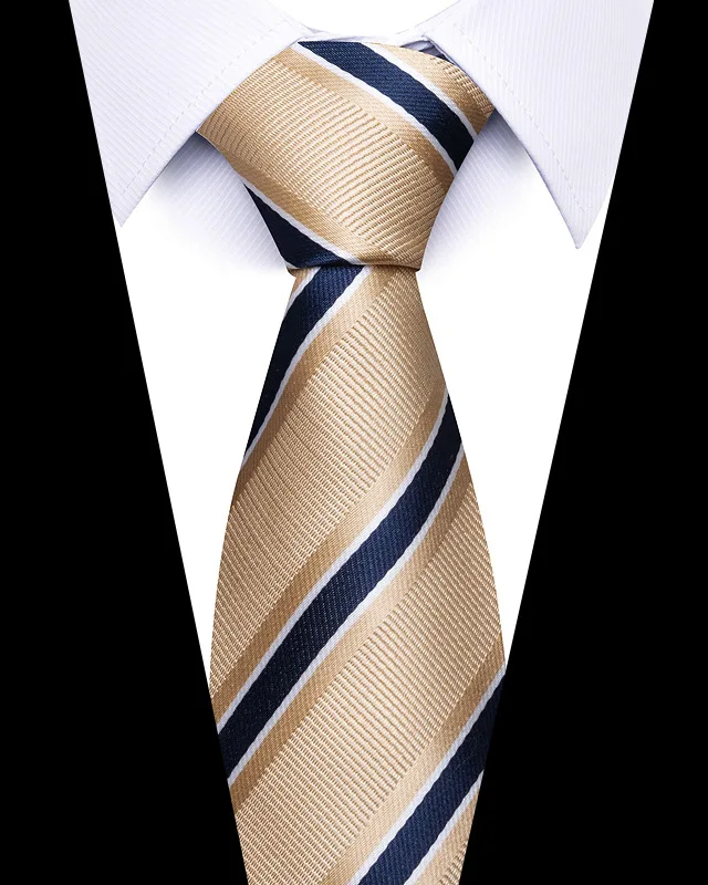 Hochwertige Hochzeitskrawatten für Männer, modisch, neuer Stil, blauer Streifendruck, Krawatten, tägliches Büro, Bekleidung, Accessoires, Geschenk für Männer – Detail 39