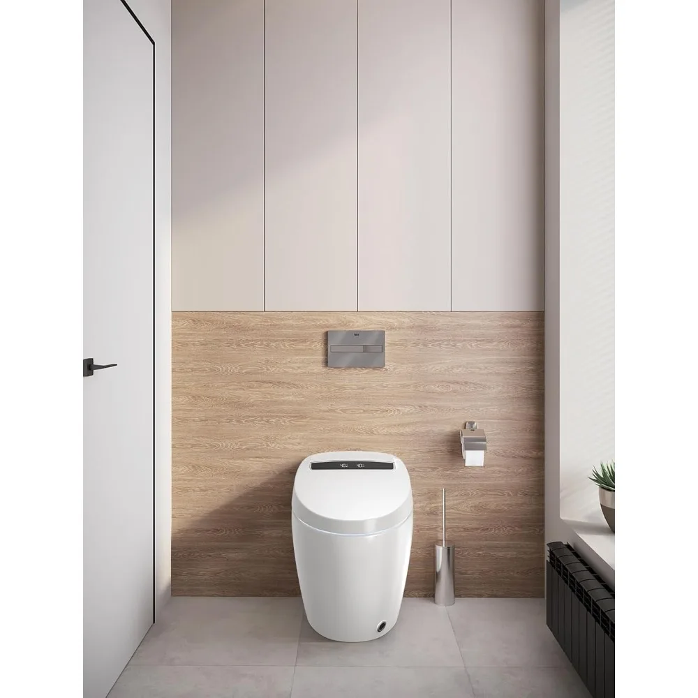 Tankless Smart Toilet With Bidet Built In,Heated,Auto Flush, Auto Open & Auto Close, Warm Water & Dryer, Wireless Remote Control