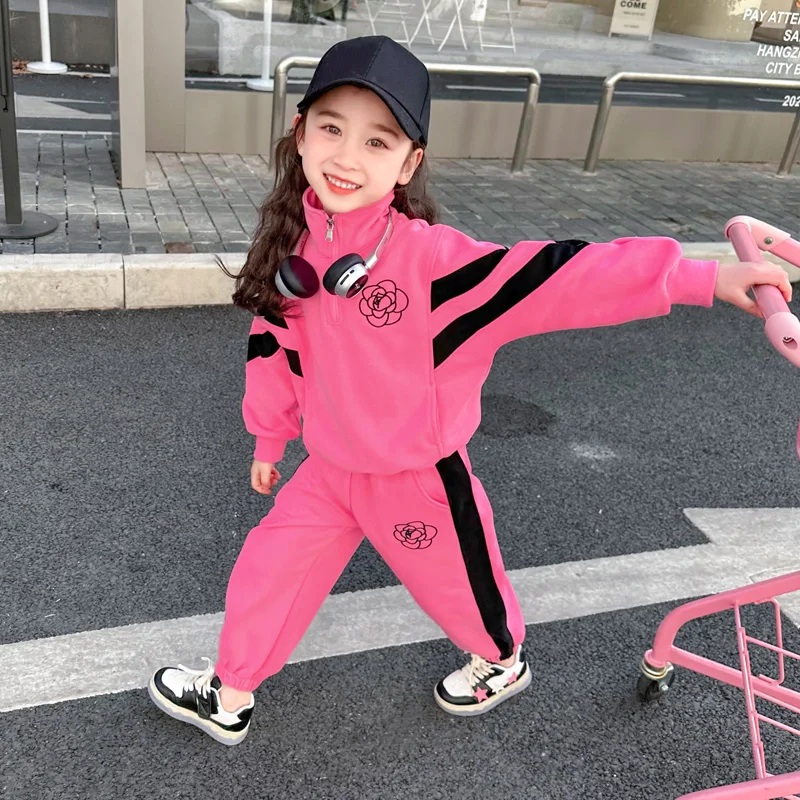 Spring Autumn Children Clothing Sets Girls Coats Pants 2 Pcs Suit Baby Floral Clothes Outfits Kids Tracksuits Casual Sportswear