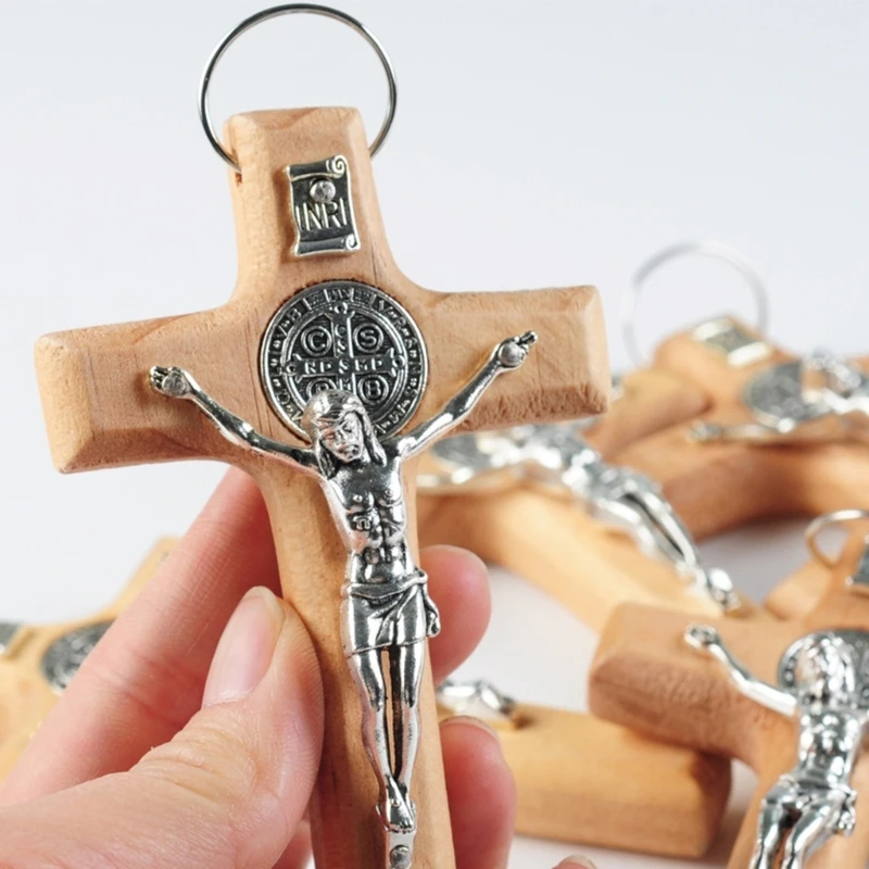 2025 New Handmade Wood Jesus Crucifix Wall Decoration Jewelry Religious Necklaces Pendant Making Prayer Hand Holding