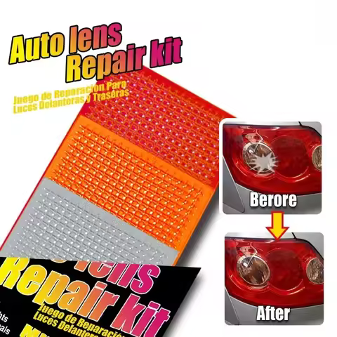 Car Auto Lens Repair Kit DIY Grid Pattern Car Headlights Taillight Repair Tool Set Car Lights Crack Repair Film Polish Red Amber