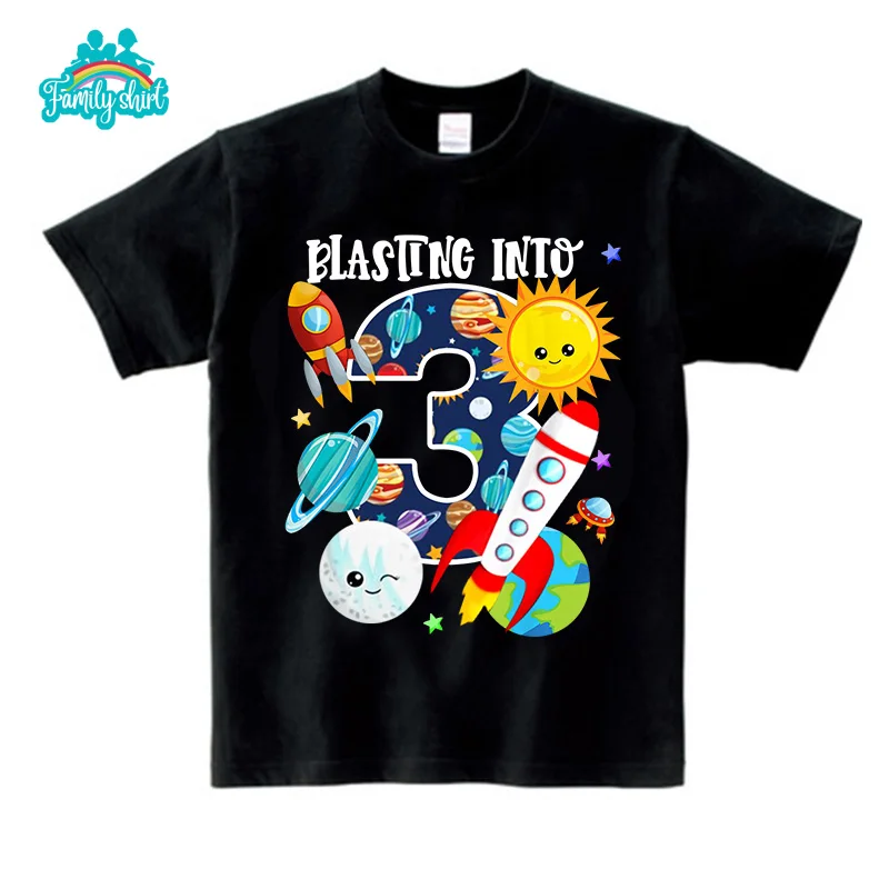 Alien Planet Family Matching Clothes Outfits Kids Tshirt Astronaut Birthday Shirt Custom Space Party Boys Clothing Outfit Summer