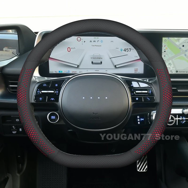 Leather Car Steering Wheel Cover For Hyundai Ioniq 6 2024 2025 Ultra Thin Auto Steering Wheel Hyundai Ioniq 6 Accessories
