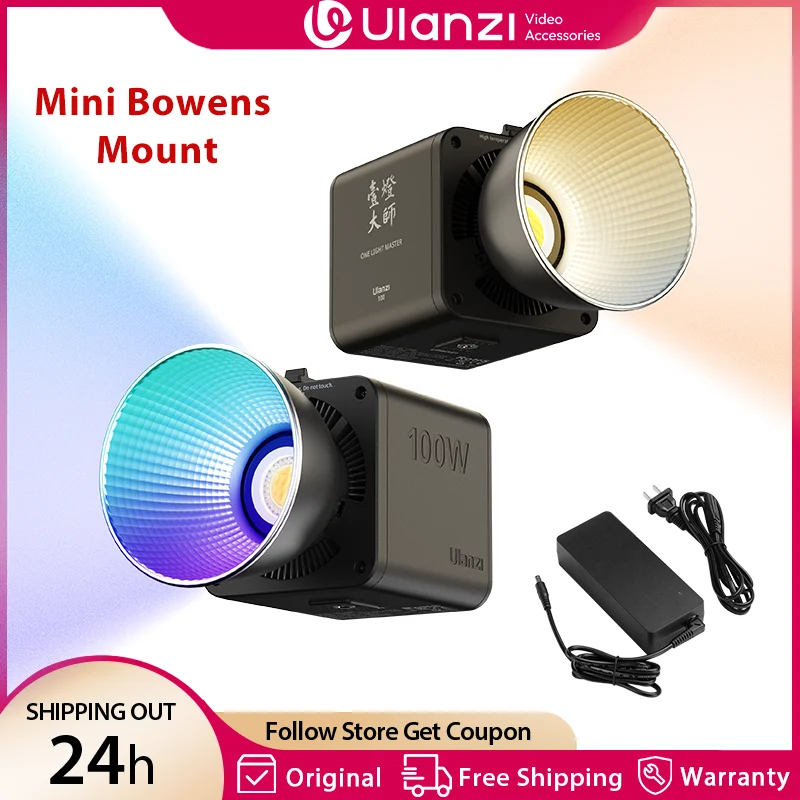 

Ulanzi ML100Bi ML100RGB 100W COB Video Light 2700K-6500K Bi-Color 360° RGB CRI 95＋ Photography Studio LED Kit for Live-streaming