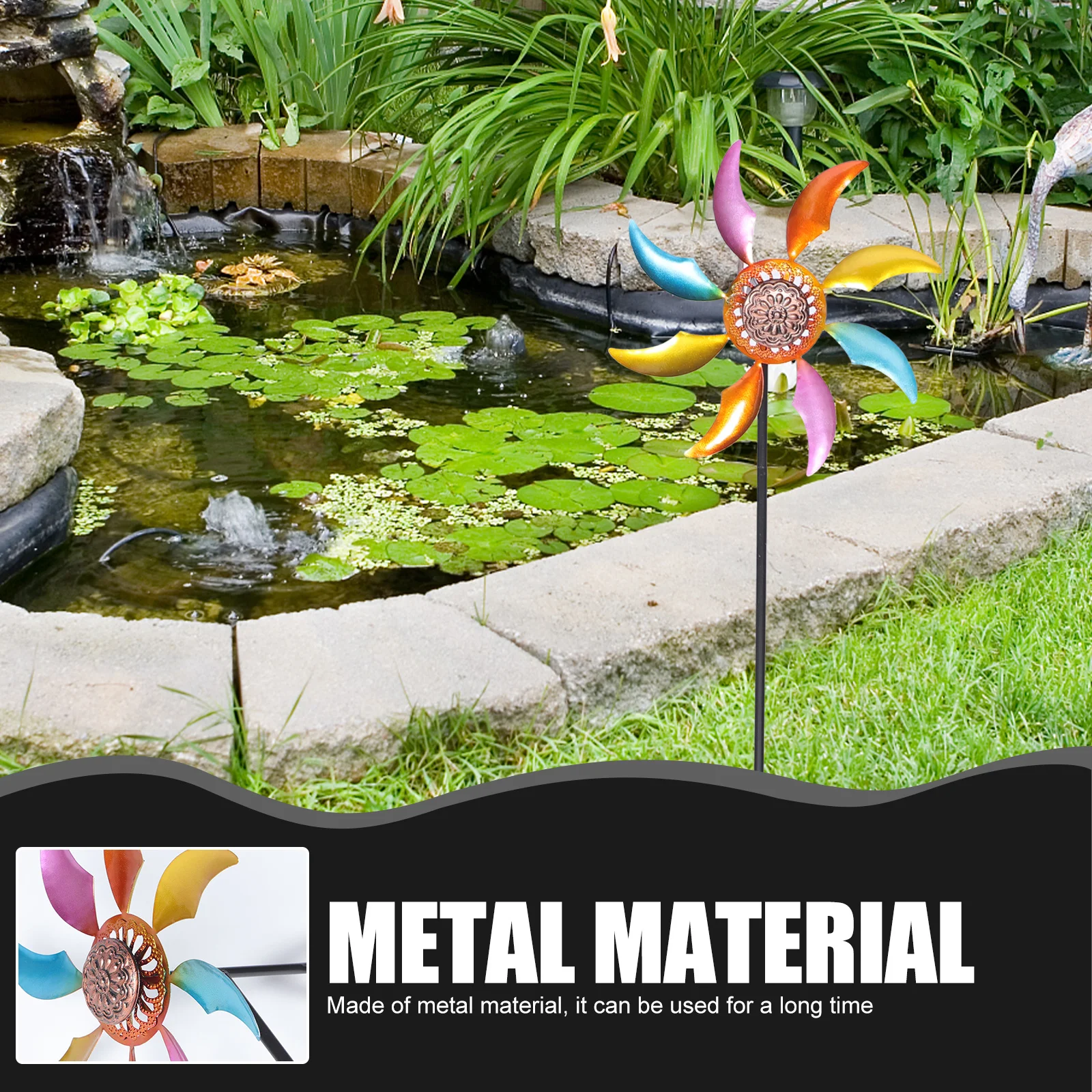 

Металлический садовый декор ветряной мельницы, вращающийся уличный вертушка для украшения двора, лужайки, парка, цветной орнамент ветряной мельницы