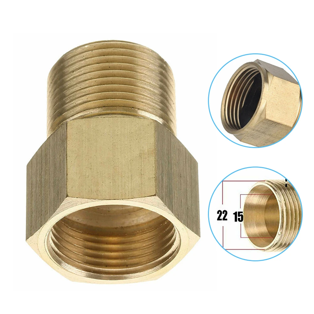 

M22 15mm Male Thread To M22 14mm Female Metric Adapter Pressure Washer Brass Metric Adapter Pressure Washer Brass