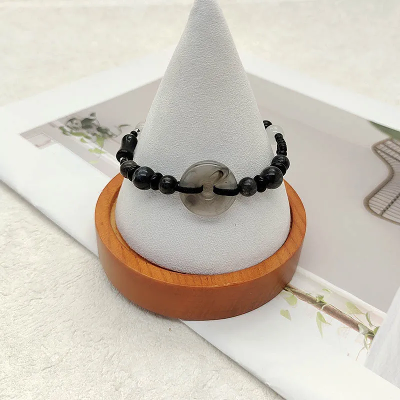 Pulsera con colgante de paz de estilo chino, diseño de nicho, sensación de alta gama, pulsera de cuentas pura tejida a mano