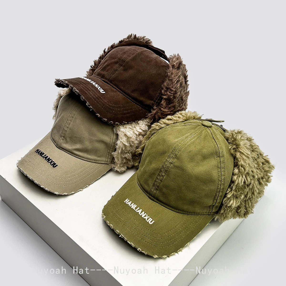 

New Men Women Korean Broken Edge Letter Embroidery Baseball Hats Sunshade Outdoor Warm Bomber Caps Versatile Fashion Personal