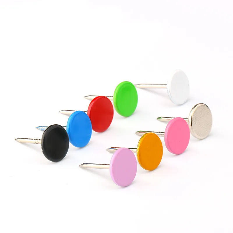 100pc Upholstery Nail Pins Color Decorative Tack Sofa Stud Flat Round Head Nails Fasteners Pushpin Furniture Thumbtack Hardware