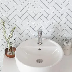 5/10Sheet Stick on Self-Adhesive Tile White Peel and Stick Tiles for Kitchen and Bathroom Herringbone Peel and Stick Back Splash