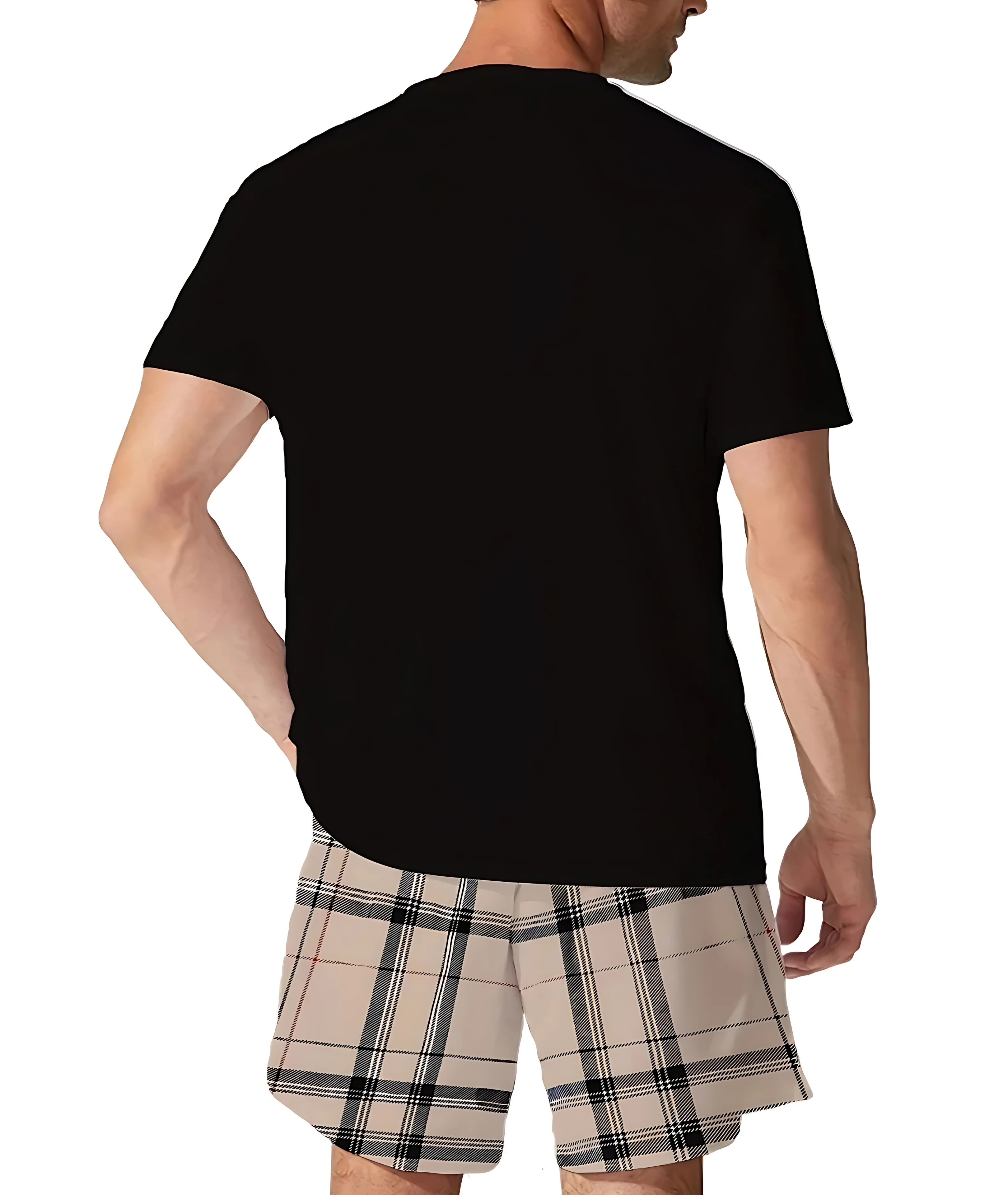 O novo conjunto masculino de verão 2025 apresenta moda de rua, conforto casual, suavidade e respirabilidade com impressão de padrão de urso 3D