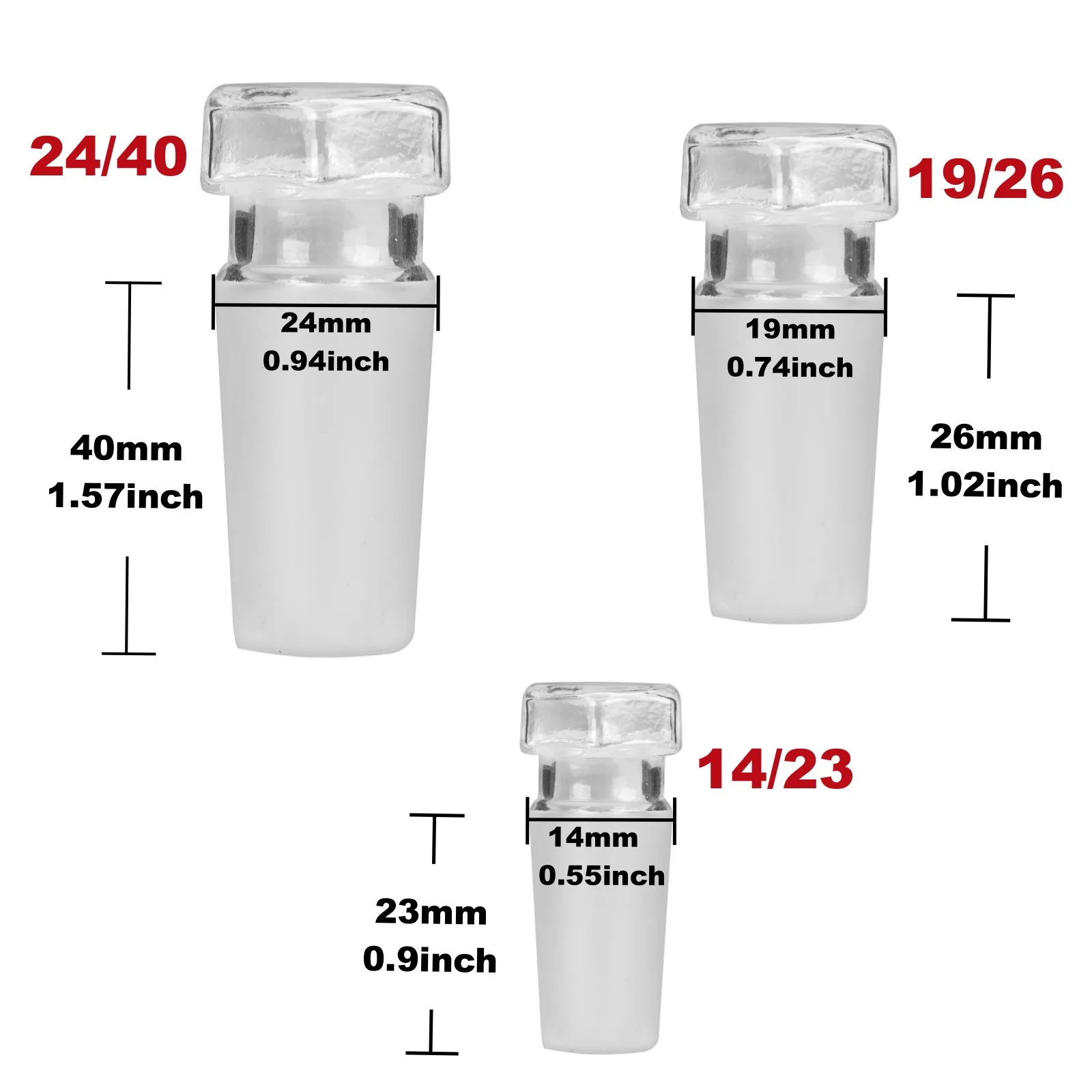 2Pcs Hexagonal Head Hollow Cone Stopper 14/23, 19/26, 24/40 for Laboratory Conical Flask,Boiling Flask-3-neck, Glass Bottle