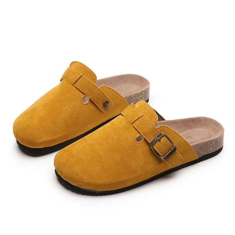 

Fashion Women's Suede Mules Slippers Men Clogs Cork Insole Sandals With Arch Support Outdoor Beach Slides Home Shoes