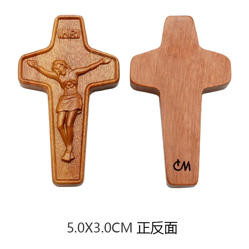 Sandalwood Jesue Cross Pendants for Necklace Men and Women Religious Christian Catholic Amulet Wooden Jewelry