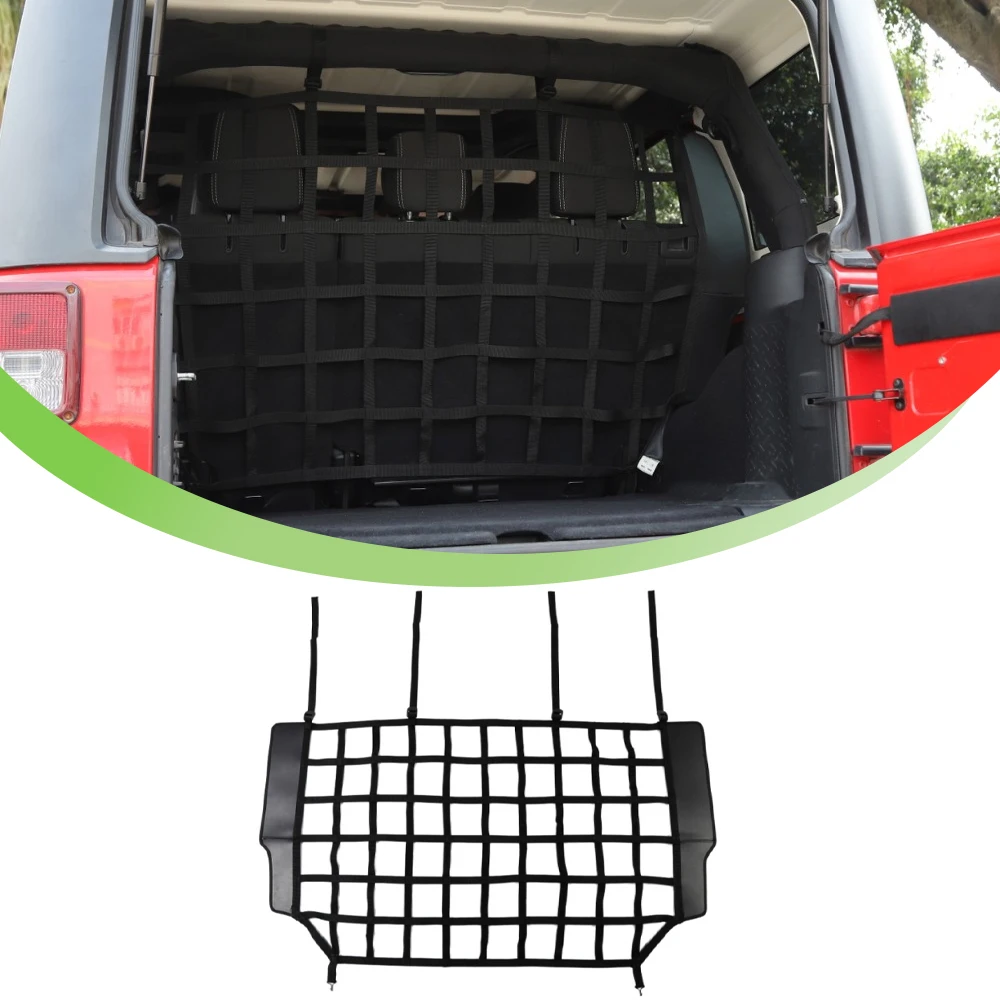 Dog Barrier Protector Isolation Pet Net Trunk Safety Mesh for Jeep Wrangler JK JL Gladiator JT 2007-2023 Interior Moulding Black