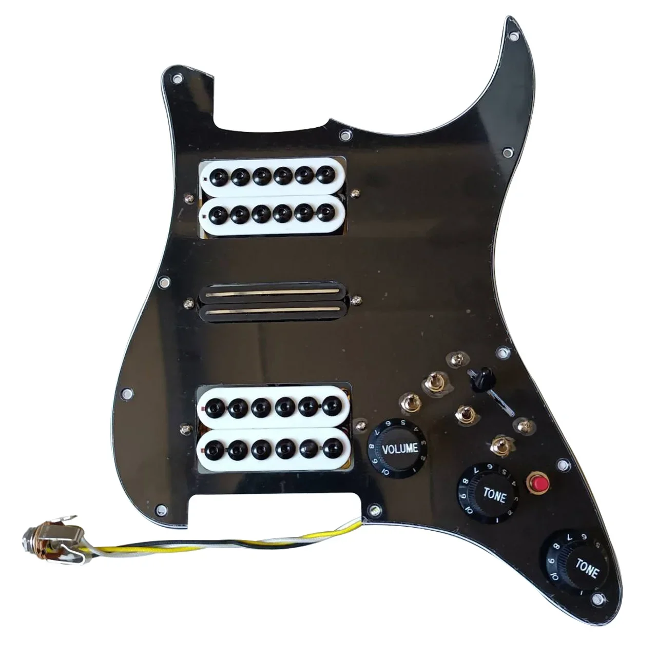 Upgrade 3-ply HSH Electric Guitar Loaded Prewired Pickup Pickguard Kit Multi Switch for Guitar,Black White Pearl Color