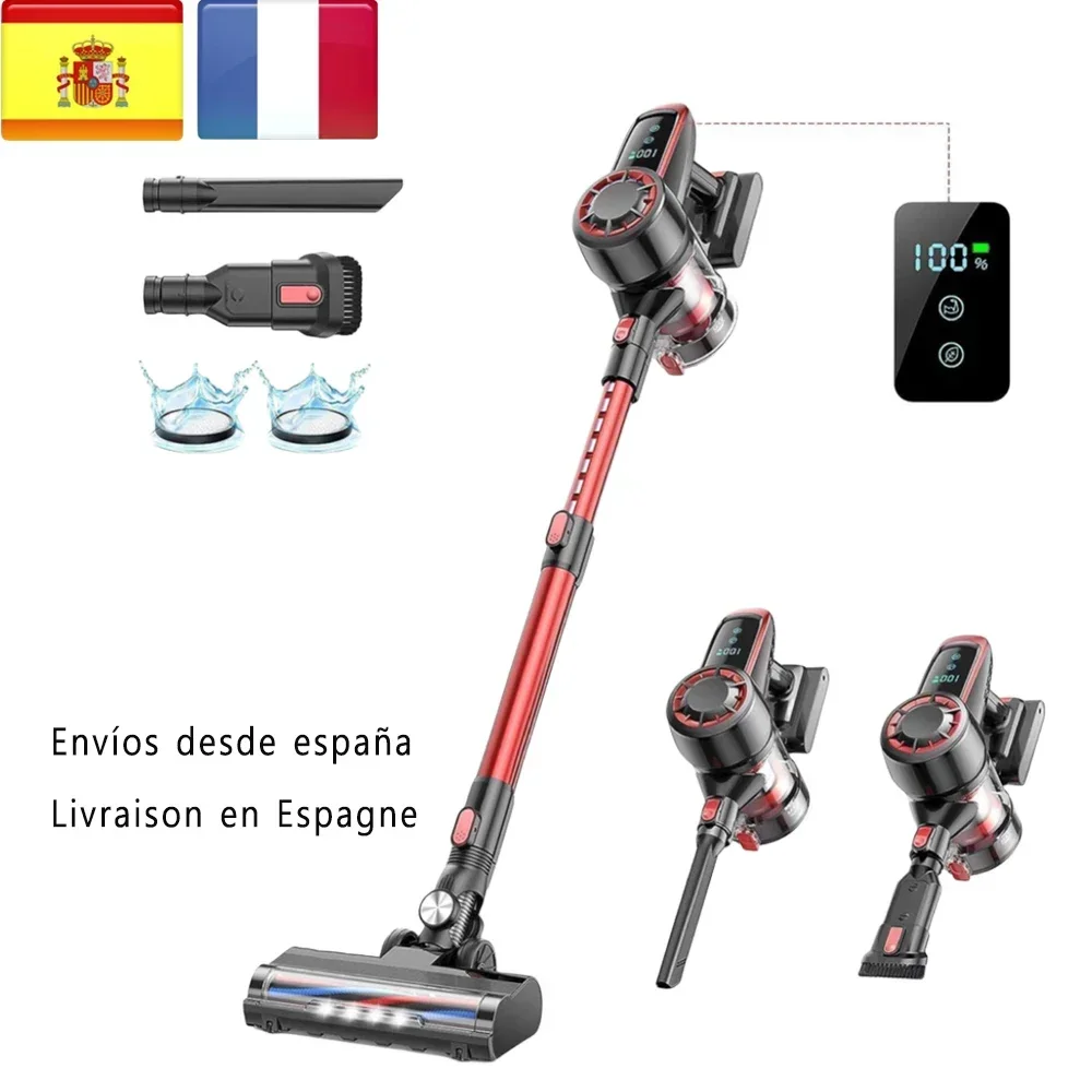 Cordless Vacuum Cleaner Stick Vacuum 30KPA Powerful Suction 400W Lightweight Handheld Vacuum With LED Display Hardwood Floor Car